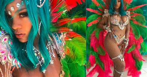 Rihanna Flawless In Sexy Beaded Bikini And Feathers At