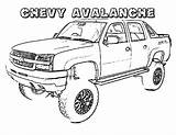 Coloring Pages Chevy Wheel Drive Four Cars Avalance Color sketch template