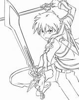 Coloring Kirito Asuna Lineart Swordsman Dual Malvorlagen Beater Getcolorings Coloringhome sketch template