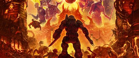 doom eternal poster doomguy monsters   wallpaper