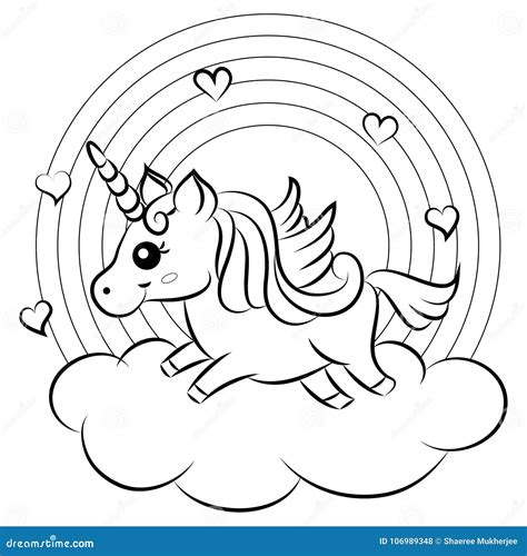 unicorn rainbow coloring page stock illustrations  unicorn