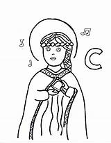 St Coloring Cecilia Saints Pages Google Catholic sketch template