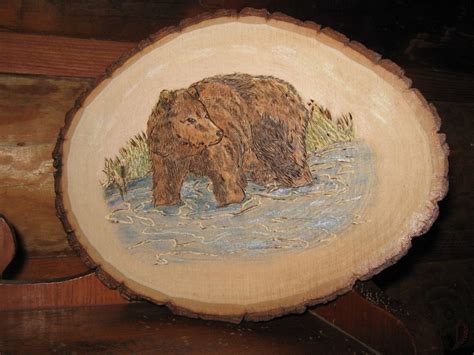 ooak grizzly bear wood burning art  softforest  etsy