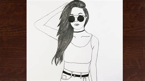 draw  girl  sunglasses stylish girl pencil sketch youtube