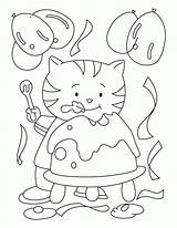 Birthday Coloring Cake Cat Pages Yummy Printable Eating Printables Comments Kids Popular Coloringhome sketch template