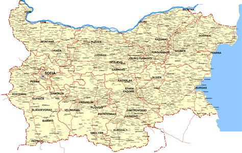 karten von bulgarien und sofia mit strassenkarte und sehenswuerdigkeiten