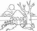 Scenery Coloring Pages Mountain Kids Village Drawing Drawings Hut Sketch Color Printable Print Google Getcolorings Summer Pag Nl Template sketch template