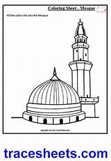 Mosque Masjid Nabvi Worksheets Nabawi Islamic Paintingvalley Sheets sketch template