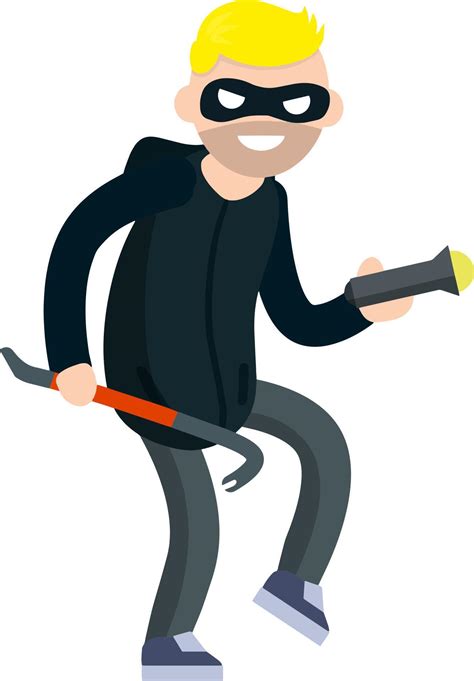 thief with crowbar criminal problem man robber in black with mask