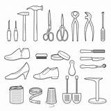 Cobbler Shoe Clip Tools Outline Illustrations Shoes Set Vector Repair Accessories Stock Footwear Objects Fashion sketch template