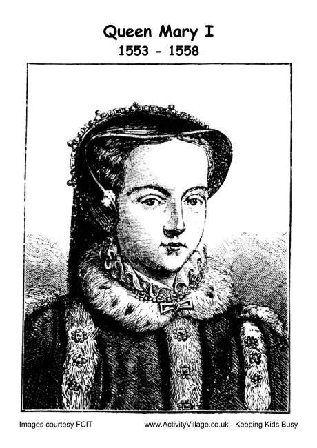 mary  colouring page  queen mary tudor mary  queen mary