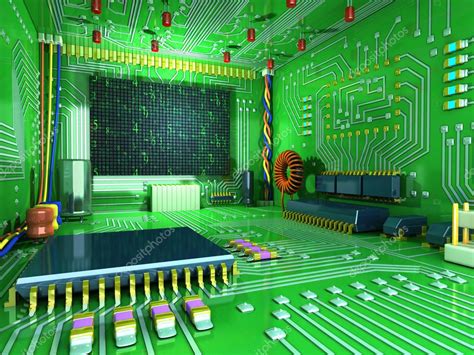 fantasy digital room futuristic home     interior   electronic components