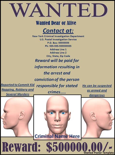 Wanted Poster Sample Free Word Templates