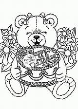 Coloring Birthday Happy Pages Printable Bear Teddy Cards Kids Colouring Color Drawing Print Printables Card Sheets Cheeky Shopkins Chocolate Line sketch template