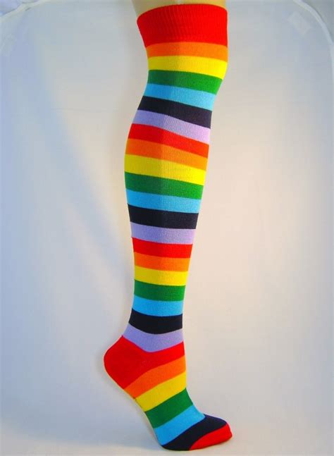 calcetas largas rayadas overknee rainbow arco iris colores 89 00 en mercado libre