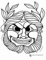 Greek Masks Template Theatre Mask Coloring Maschere Ancient Greche Greece Drama Pages Woojr Grecia Roman Templates Crafts Theater Mythology Kids sketch template