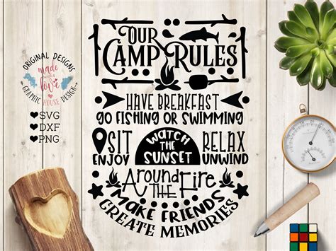 Our Camp Rules Cut File Printable Custom Designed Illustrations