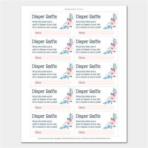 printable diaper raffle  elephant  printable