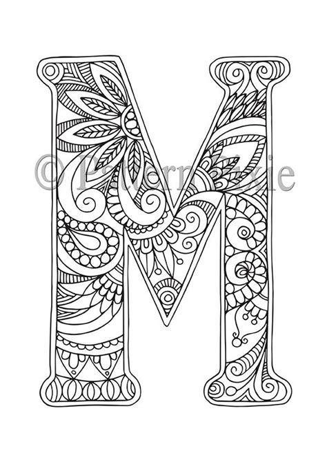 adult colouring page alphabet letter  lettering alphabet coloring