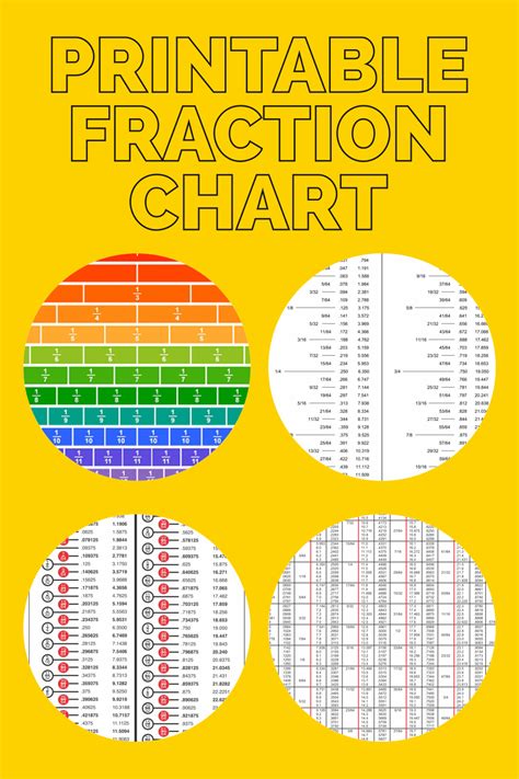 printable fraction chart     printablee
