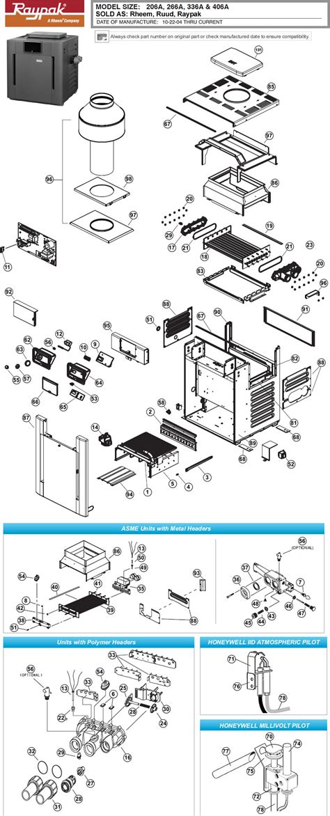 raypak     digital atmospheric gas heater parts