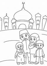 Muslim Mewarnai Perempuan Masjid sketch template