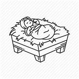 Nativity Icon Jesus Christmas Manger Baby Drawing Line Scene Birth Getdrawings Iconfinder sketch template