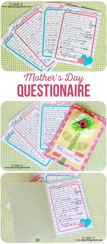 mothers day questionnaire  printable   crafting chicks