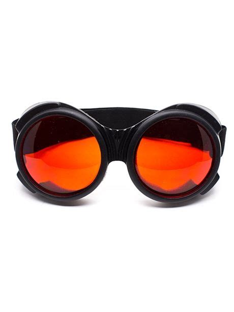 flat black bugeye cyber goggles with red lenses cyber rave burner