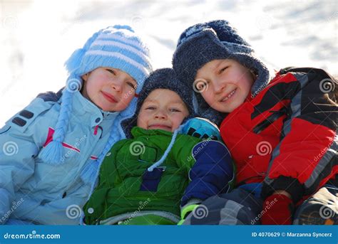 winter kids stock image image  girl  males child