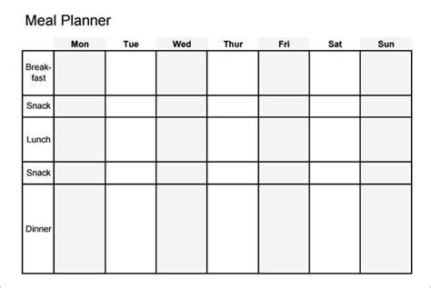 meal planning template   documents