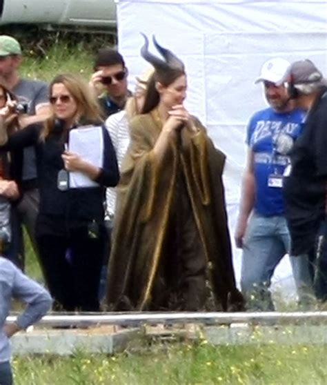 angelina jolie on the set of disney s maleficent movie