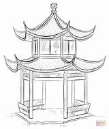 Coloring Pagoda Chinese Pages Drawing sketch template