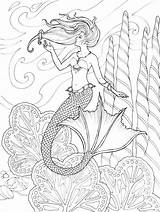 Mermaids Volwassenen Dover Zeemeermin Colouring Grown Etc Kolorowanki Verschoor Doverpublications Downloaden sketch template