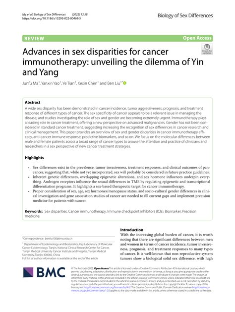 Pdf Advances In Sex Disparities For Cancer Immunotherapy Unveiling