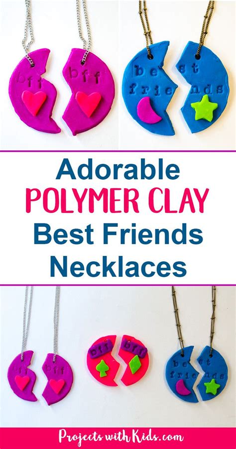 adorable polymer clay best friends necklaces friend crafts arts crafts for teens best