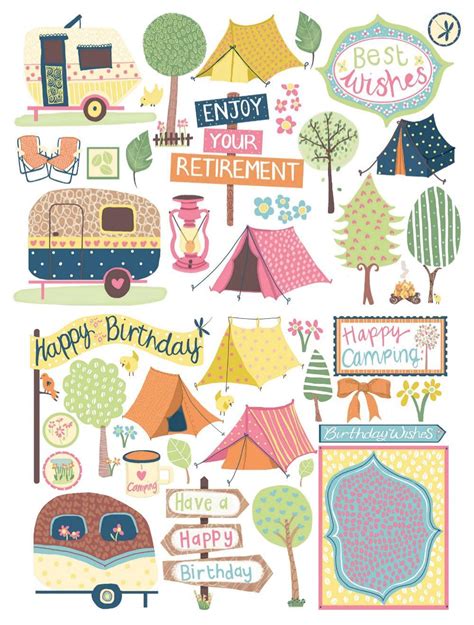cute camping patterned papers scrapbook printables