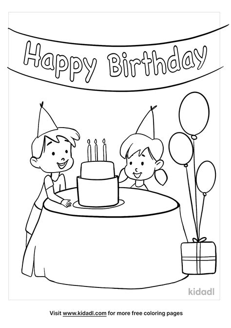 birthday party coloring page coloring page printables kidadl