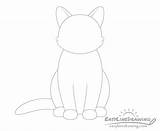 Cat Drawing Draw Ears Step Tail Back Legs Snout Eyes sketch template