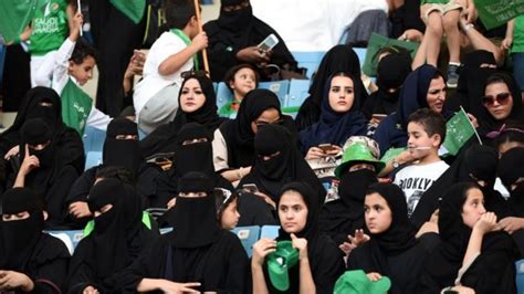 saudi arabia women enter stadium for di first time bbc news pidgin