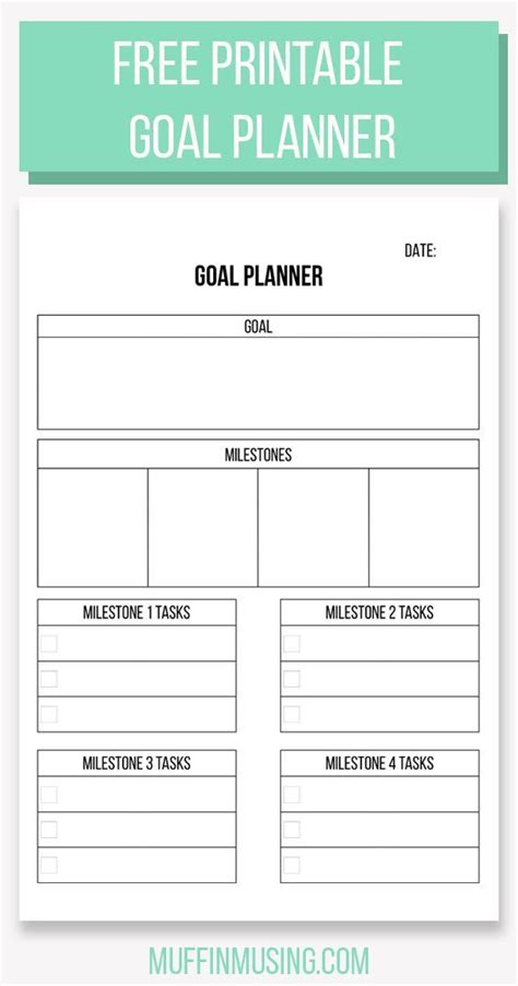printable goal planner muffin musing goal planner printable