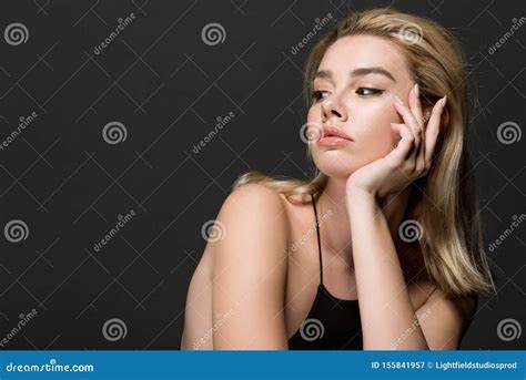 Attractive Blonde Girl Posing Isolated Stock Image Image Of Copyspace