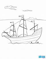 Mayflower Coloring Ship Pages Thanksgiving Color Boat Hellokids Print sketch template
