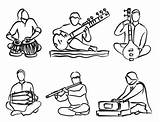 Indische Tabla Indien Musicien Instrumenten Muzikale Vecteur Musique Indiens Musician Sitar Illustratie sketch template