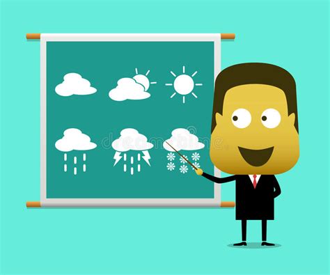 weather prediction forecast male news report stock vector image