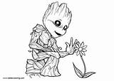 Groot Coloring Baby Pages Printable Flower Kids Color Popular sketch template