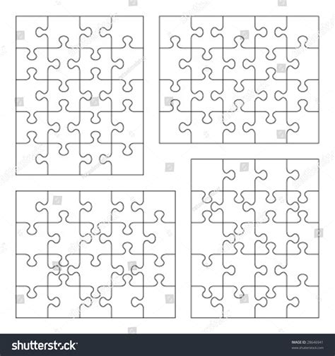 vektor stok jigsaw puzzle vector blank templates   royalti