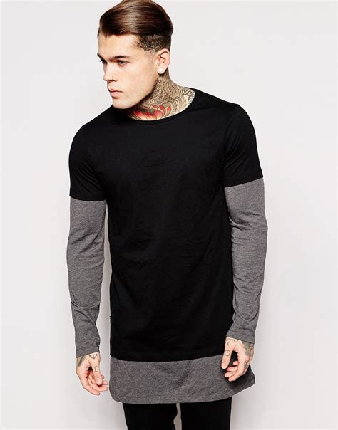 lyst asos super longline long sleeve  shirt  double layer