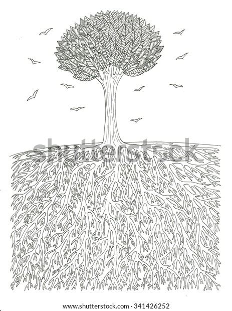 tree coloring page stock illustration