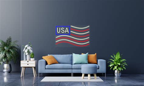 american flag neon led wall art united states flag etsy
